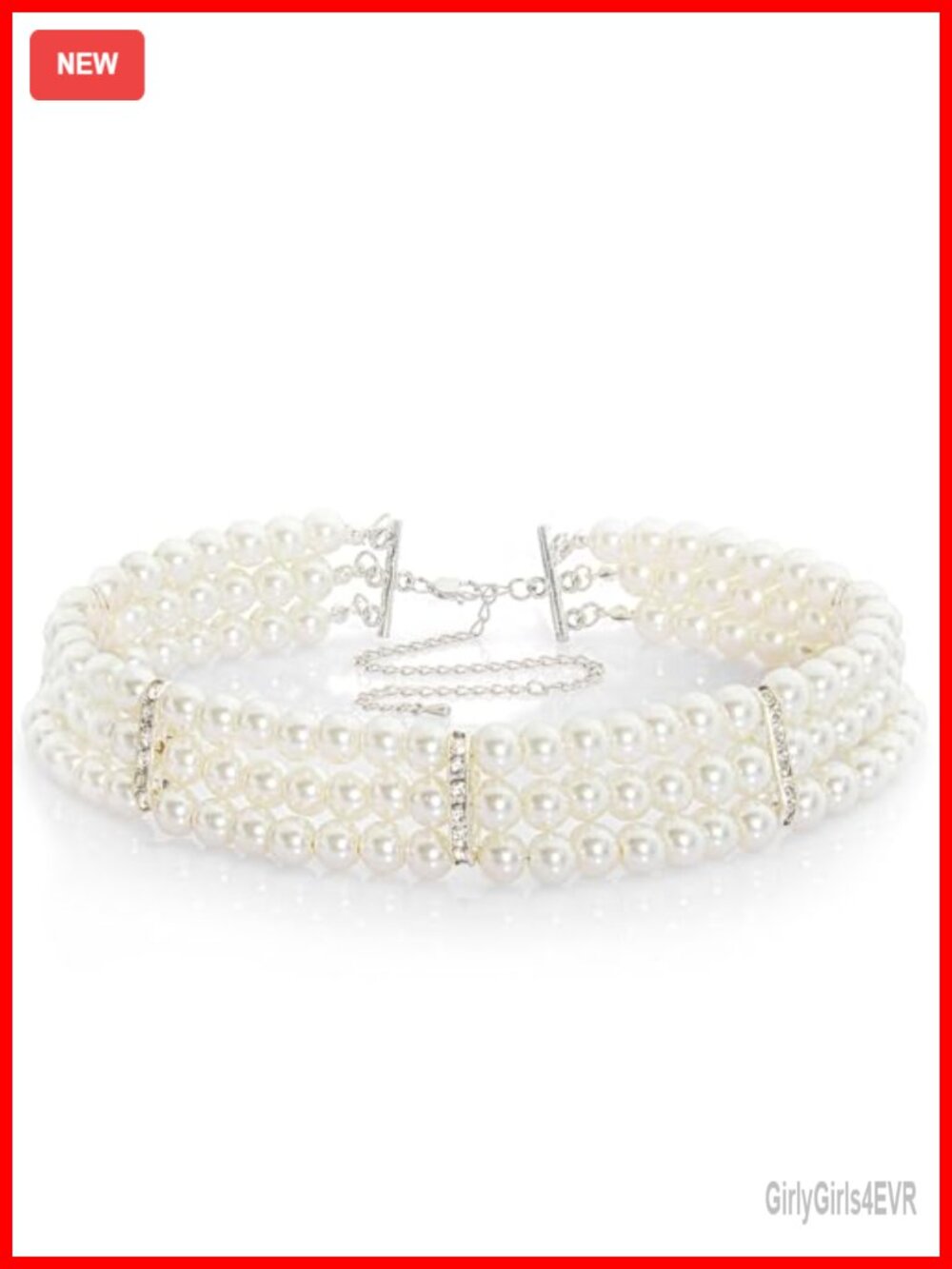 Pearl Choker Necklace Imitation Pearl Rhinestone Gatsby Flapper Accessory